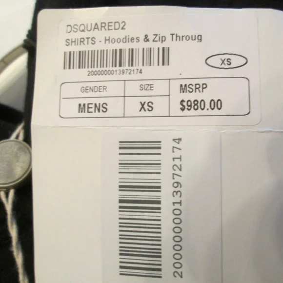 new DSQUARED2 DOMINATE D2 men's black long sleeves hoodie Sz XS